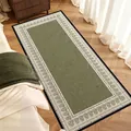 French style sage green retro runner rug with white floral border for bedroom bedside decor - 40*80cm / Vine Green-Square
