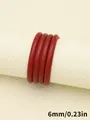 Cordón de cuero PU redondo cosido rojo de 6 mm con patrón de piel de oveja para manualidades - Cordón cosido con núcleo redondo (00460)