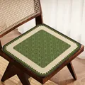 French vintage forest green faux linen chair cushion with woven pattern and non-slip backing - Square / 40x40cm / Lush Green