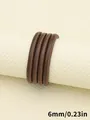 Cordón de cuero PU cosido marrón de 6 mm para joyas DIY y correas de teléfono móvil. - Cordón cosido con núcleo redondo (00464)