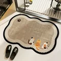 Cartoon cat diatom mud bath mat featuring three cute kittens and non-slip absorbent texture - Cat Style (Wave Shape) / 40*60cm (Regular Diatom Mud) / Brown