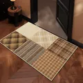 Bohemian style plaid patchwork entrance mat in warm brown tones for cozy home entryway decor - 40*60cm / Patchwork Plaid Style