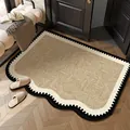Elegante tappetino d'ingresso in velluto a ricciolo con bordo ondulato antiscivolo - 40*60cm / Grana di Legno Geometrica