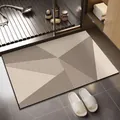 Modern minimalist geometric striped absorbent bath mat for bathroom floor in neutral tones - 20*30cm Thick Style / Geometric Stripes