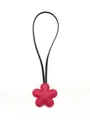 Cute red leather flower bag charm with black strap for DIY fashion accessory and keychain - Flower Charm / Red