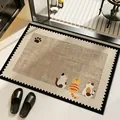 Vintage cartoon cat diatom mud bath mat with non-slip absorbent texture for home - 40x60cm (Standard Style) / Brown Cat Style (Square)