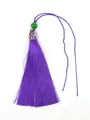 Elegant purple polyester tassel with green bead and silver carved cap for DIY craft projects - Green Bead & Alloy Cap Style / Purple