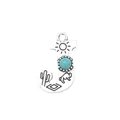 Vintage silver alloy letter J pendant with turquoise stone and western motifs for DIY jewelry - Letter J (40025)