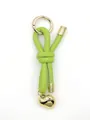 Lime green woven leather rope keychain with gold heart charm and bow knot design - Woven Lanyard (21662) / Bright Green