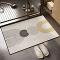 Modern minimalist absorbent bathroom floor mat with geometric art pattern design for home bath - 20*30cm Thick Style / Midsummer (Beige Geometric)