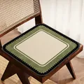 French style faux linen chair cushion with retro green pattern and anti-slip backing - Square / 40x40cm / Lace Edge