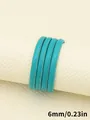 Cordón de cuero PU verde azulado de 6mm con costuras decorativas para llaveros y manualidades - Cordon Redondo con Puntadas (00470)