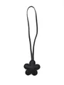 Elegant black flower shaped leather bag charm with matching strap for cute accessories - Flower Charm / Black