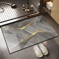 Modern gray geometric absorbent diatom mud bathroom mat with gold lightning accents - Simple Shadow (Grey Geometric Patchwork)