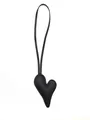 Creative black leather heart-shaped bag charm with long strap for DIY decoration. - Heart Charm / Black