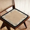 High-quality French retro linen dining chair cushion with elegant floral border - Square / 40x40cm / French Pattern