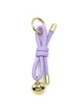 Lavender faux leather knot keychain featuring a polished golden heart charm pendant - Woven Lanyard (21665) / Purple