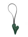 Creative forest green leather puffy heart charm with black strap for bag and car key decor - Heart Charm / Dark Green