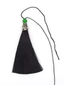 Elegant black polyester tassel with green bead and decorative silver cap for DIY crafts - Green Bead & Alloy Cap Style / Black