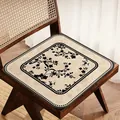Vintage French linen style chair cushion with black floral pattern for dining chair - Square / 40x40cm / Ink Branch