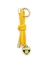 Handmade yellow knotted leather keychain featuring a shiny gold heart charm pendant - Woven Lanyard (21666)