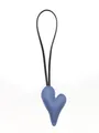 Blue heart-shaped leather bag charm accessory with long black strap for handbags - Heart Charm / Blue and Purple