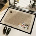 Retro cartoon dog diatom mud absorbent non-slip bathroom floor mat with stamp border - 40x60cm (Standard Style) / Brown Shadow Dog Style (Rectangular)