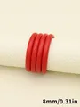 Cordón redondo de cuero PU rojo con costuras, 8mm de grosor para proyectos de DIY - Cordon Redondo con Puntadas (00480)