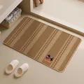 Tappeto da bagno antiscivolo in lino intrecciato con simpatico bassotto cartoon - Rettangolo arrotondato / 40x60cm / Cane Fortunato Marrone