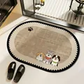 Oval diatom mud bath mat with vintage cartoon dogs, anti-slip and absorbent. - 40x60cm (Standard Style) / Brown Dog Pattern (Oval)