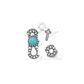 Vintage silver-tone letter K pendant with turquoise stone and cross engraving. - Letter K (40022)