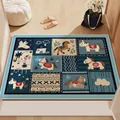 Blue patchwork entryway doormat featuring cartoon horse illustrations and star patterns - 50*80cm / Cute Horse Blue