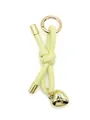 Stylish knotted lime yellow leather rope keychain with golden heart charm for bag decor - Woven Lanyard (21670)