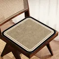 Premium vintage faux linen seat cushion with elegant French border for dining chair - Square / 40x40cm / Vintage Brown