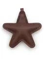 Creative brown puffy leather star-shaped bag charm with stitched edges for keychain DIY - Star Pendant / Dark Brown