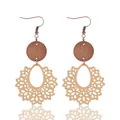Bohemian hollow cutout teardrop wood earrings featuring intricate vintage lace patterns - White (11478)