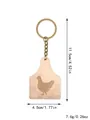Rustic wooden chicken tag keychain with laser engraved silhouette, weight 7.6g - Rooster Ear Tag Pendant (20320)