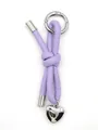 Purple leather braided cord keychain accessory with polished silver heart charm - Woven Lanyard (21673)