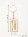 Detailed view of customized wooden keychain for Mom with size and weight specifications. - Mama Floral Name (20308)