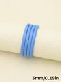 Cordón de cuero PU azul cielo de 5 mm con pespuntes para llaveros y manualidades DIY - Cordón Redondo con Puntadas (00425)