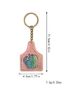Detailed dimension diagram of western farm style cactus ear tag keychain showing weight - Cactus Ear Tag Style (20325)