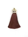 Handmade dark brown polyester tassel pendant featuring a golden crown cap for DIY hanging - Crown Cap Style / Dark Brown