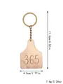 Custom wooden ear tag keychain with 365 engraving, including dimensions and weight data - 365 Number Ear Tag (20322)