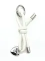 Minimalist white woven leather cord keychain with heart charm and silver metal accents - Woven Lanyard (21677)
