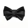 Elegante handgemaakte zwarte PU-lederen strik haarclip met een fijne litchi textuur - Black (accessories)