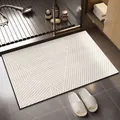 Modern minimalist geometric striped absorbent diatom mud bath mat for bathroom floor - White (Geometric Lines)