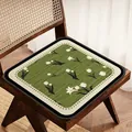 Vintage French imitation linen chair cushion with white tulip floral pattern in green - Square / 40*40cm / Green Floral