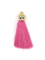 Elegant bright pink polyester tassel with shiny gold crown metal cap for jewelry DIY crafts - Crown Cap Style / Rose Red
