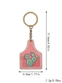 Western style cactus wood tag keychain detail showing 11.5cm length and 7.2g weight - Red Base Cactus Ear Tag Style (20328)