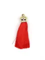 Vibrant red polyester tassel with decorative gold crown cap for DIY jewelry and craft making - Crown Cap Style / Red